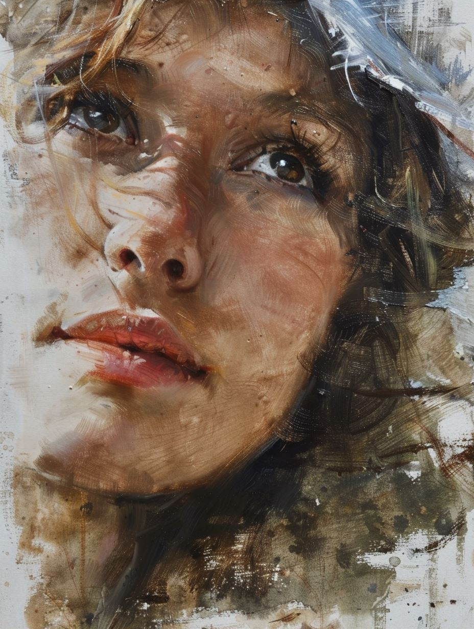Ethereal Oil Portrait of Longing - Image 1
