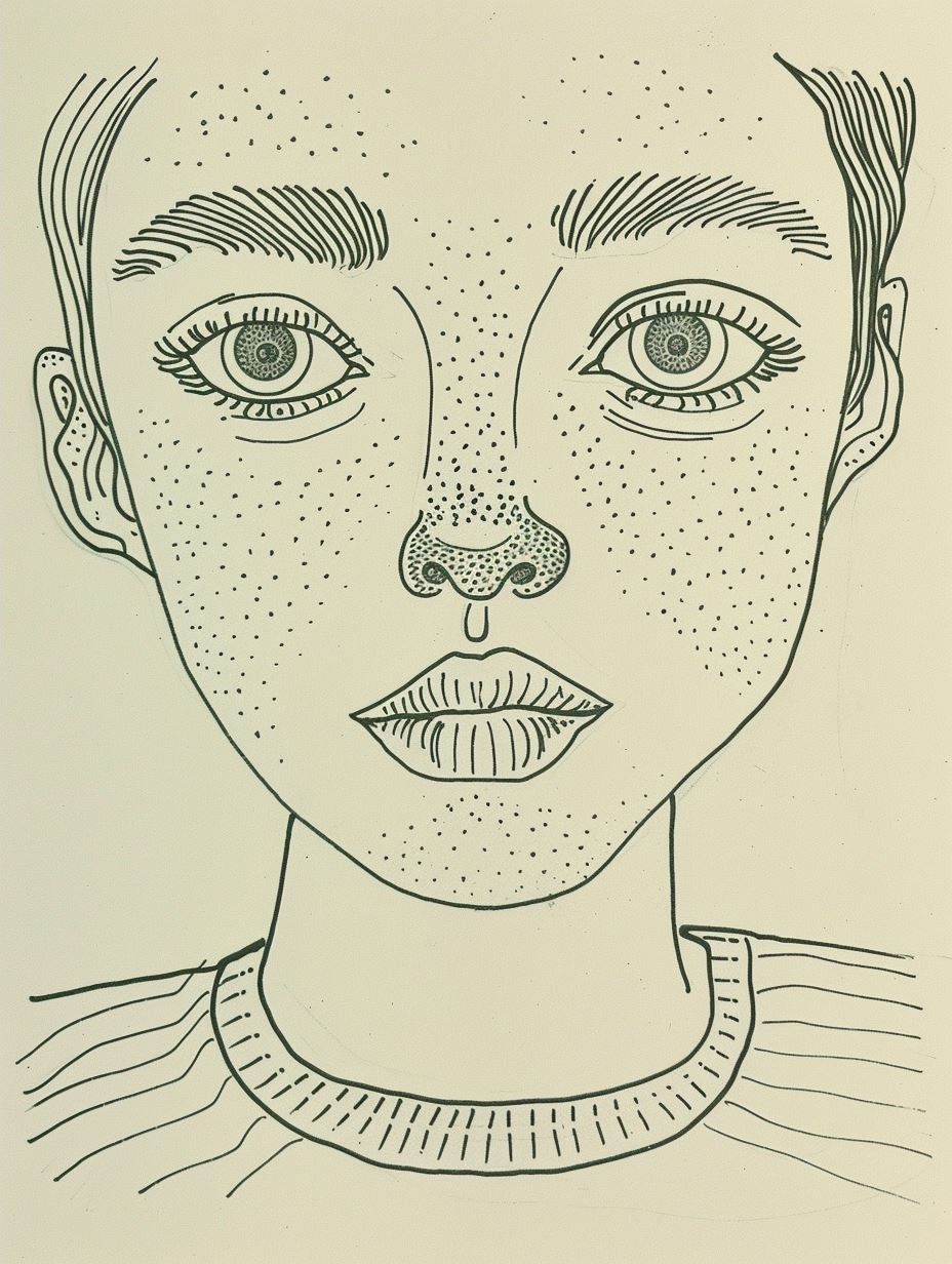 Line Art Portraits of Freckled Faces - Image 4