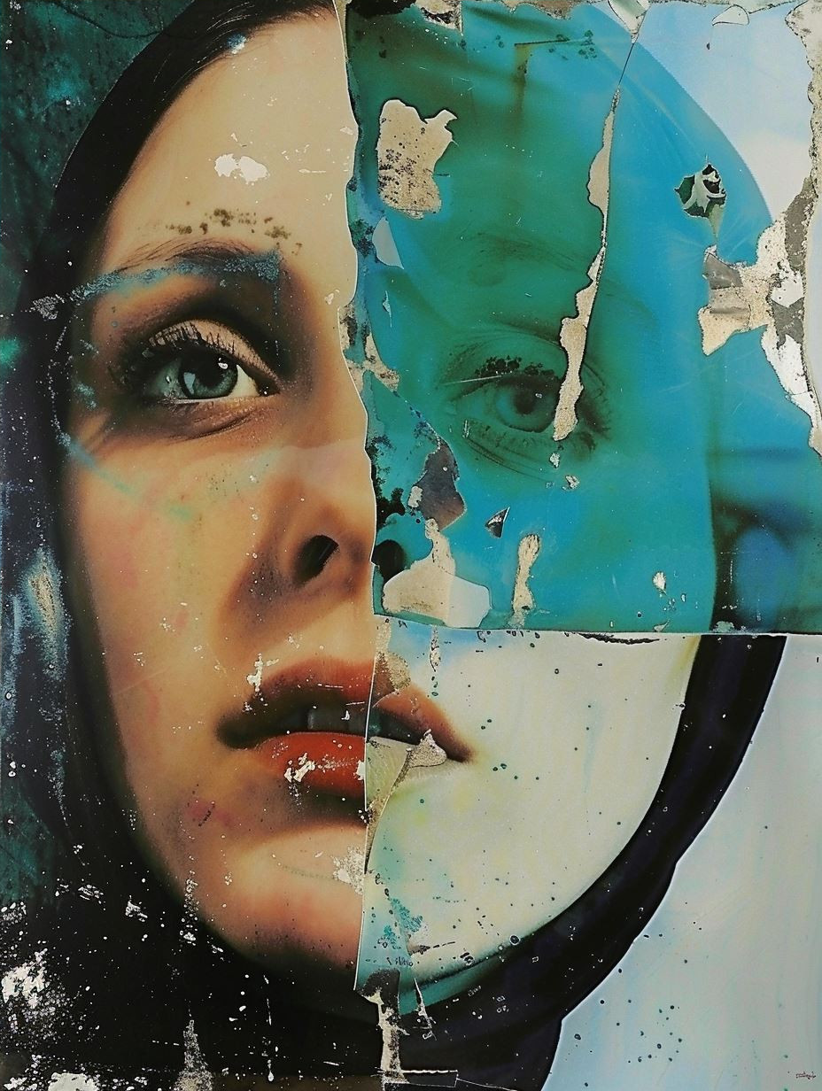 Fragmented Gazes in Teal - Image 4