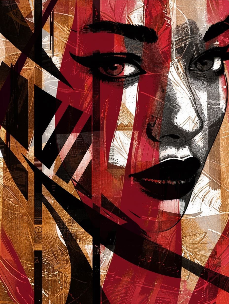 Abstract Crimson Noir Portrait - Image 3
