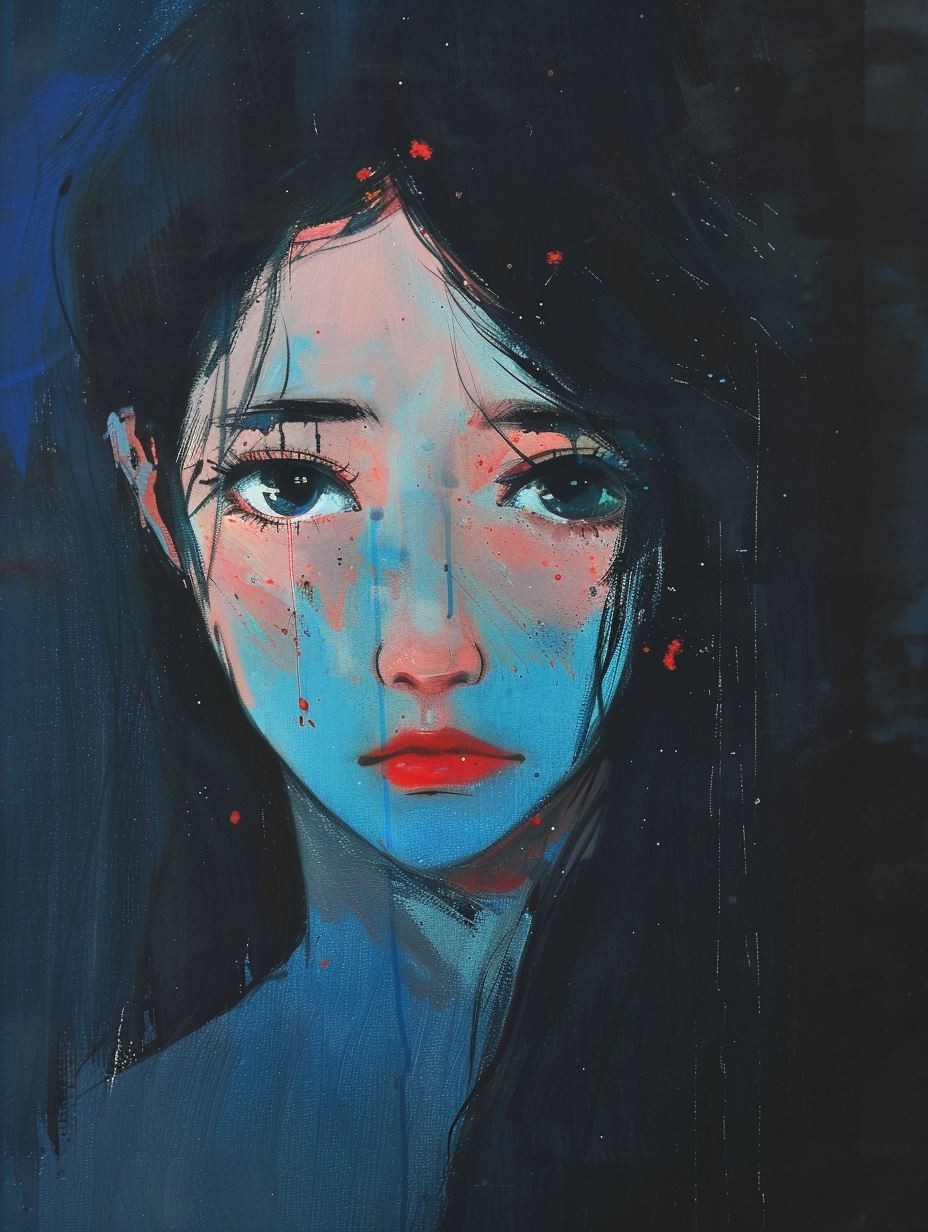Melancholy Blue Digital Portrait - Image 1