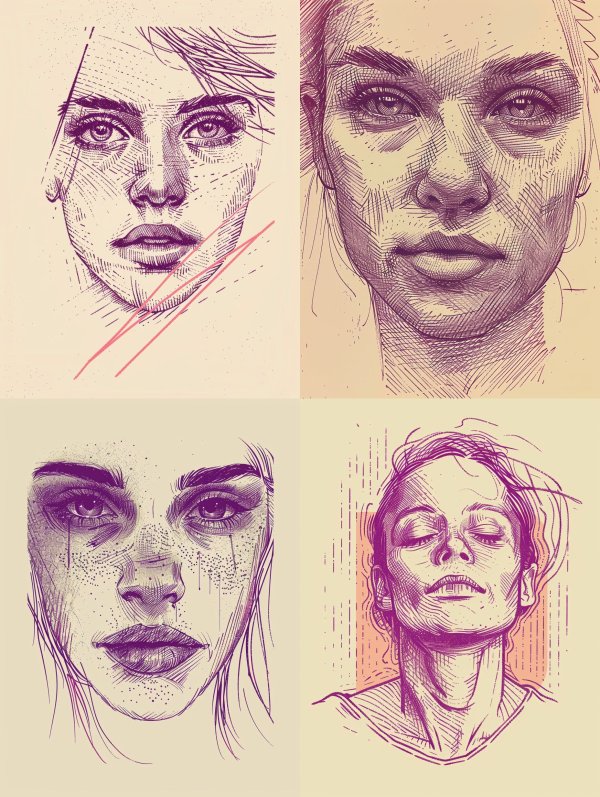 Violet Etched Portrait Study