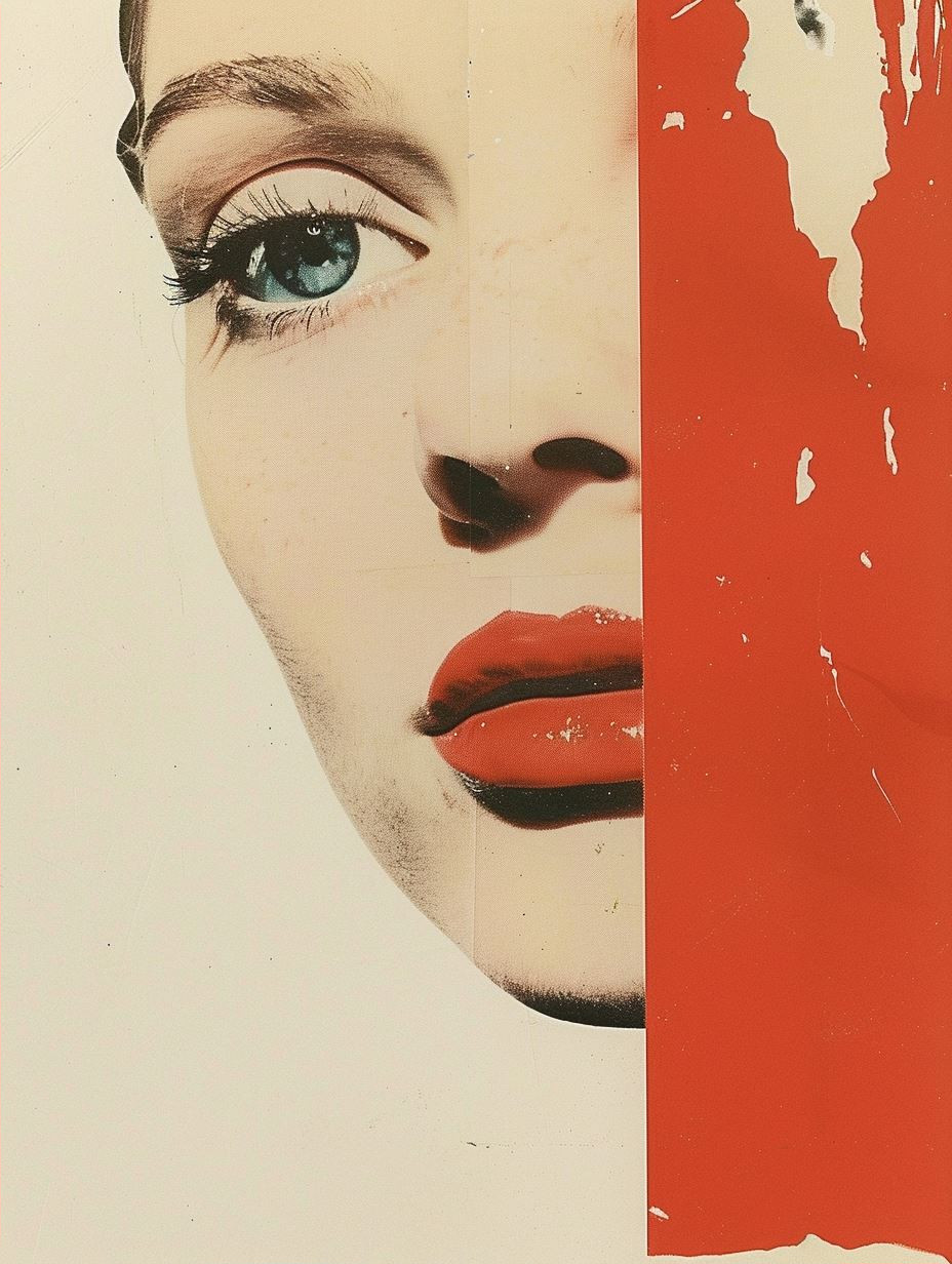 Fragmented Beauty in Red and White - Image 2