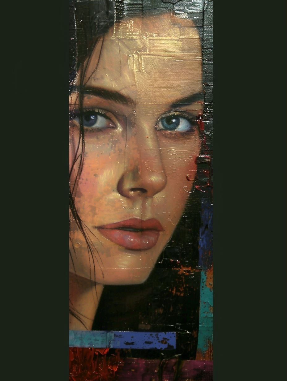 Ethereal Gaze in Textured Oil - Image 1