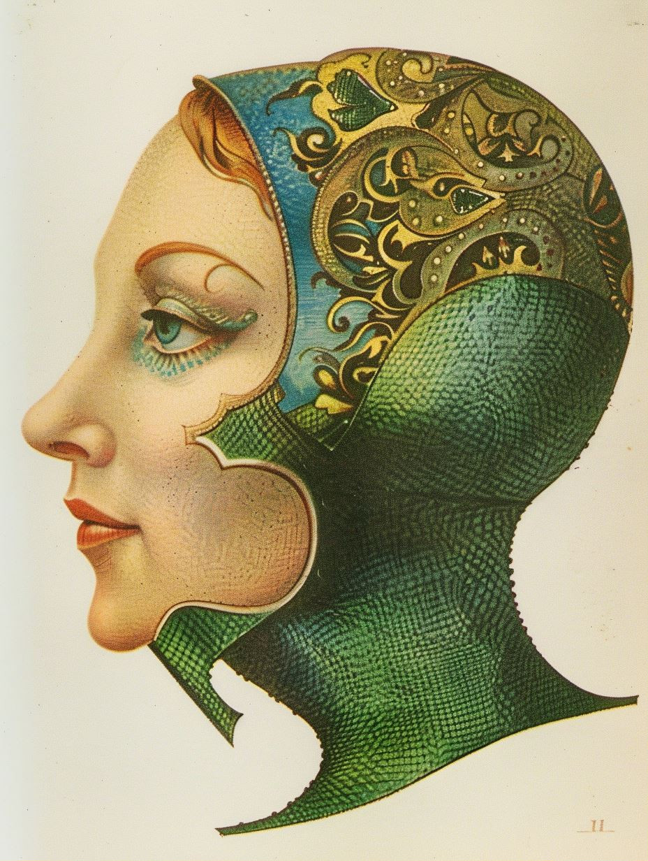 Ornate Emerald Art Nouveau Portrait