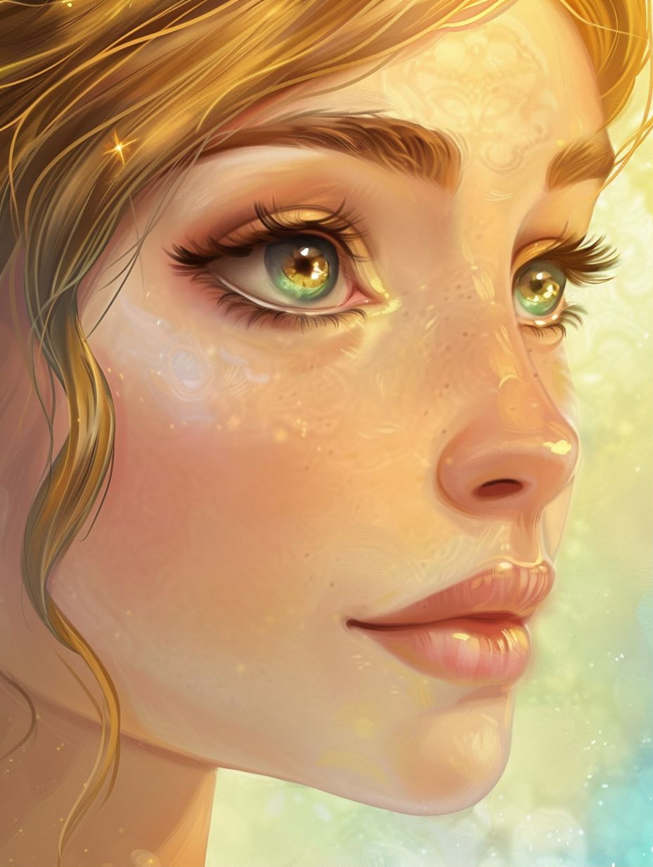 Golden Glow Digital Portrait Study - Image 1