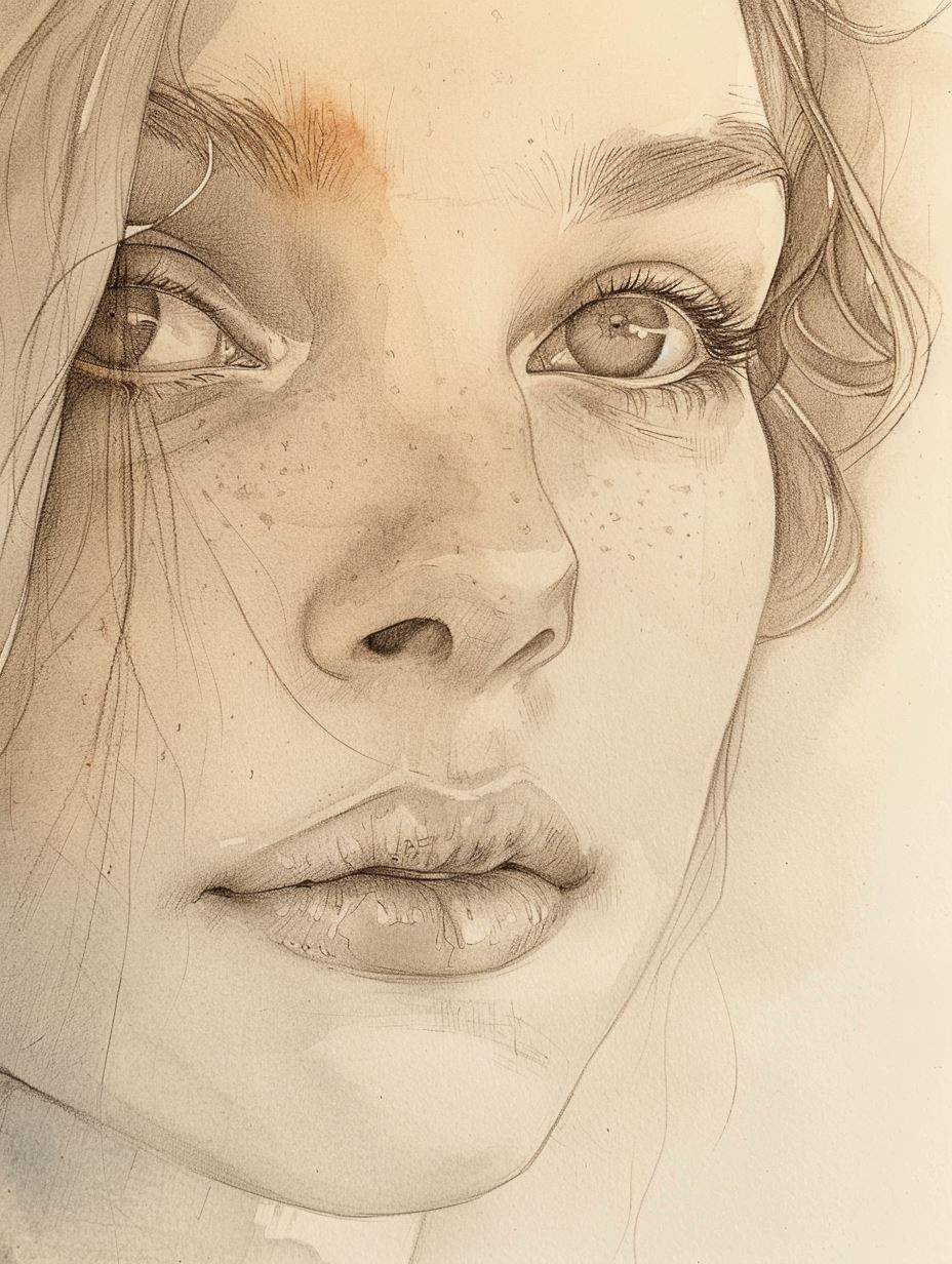Ethereal Gaze: A Study in Pencil - Image 1