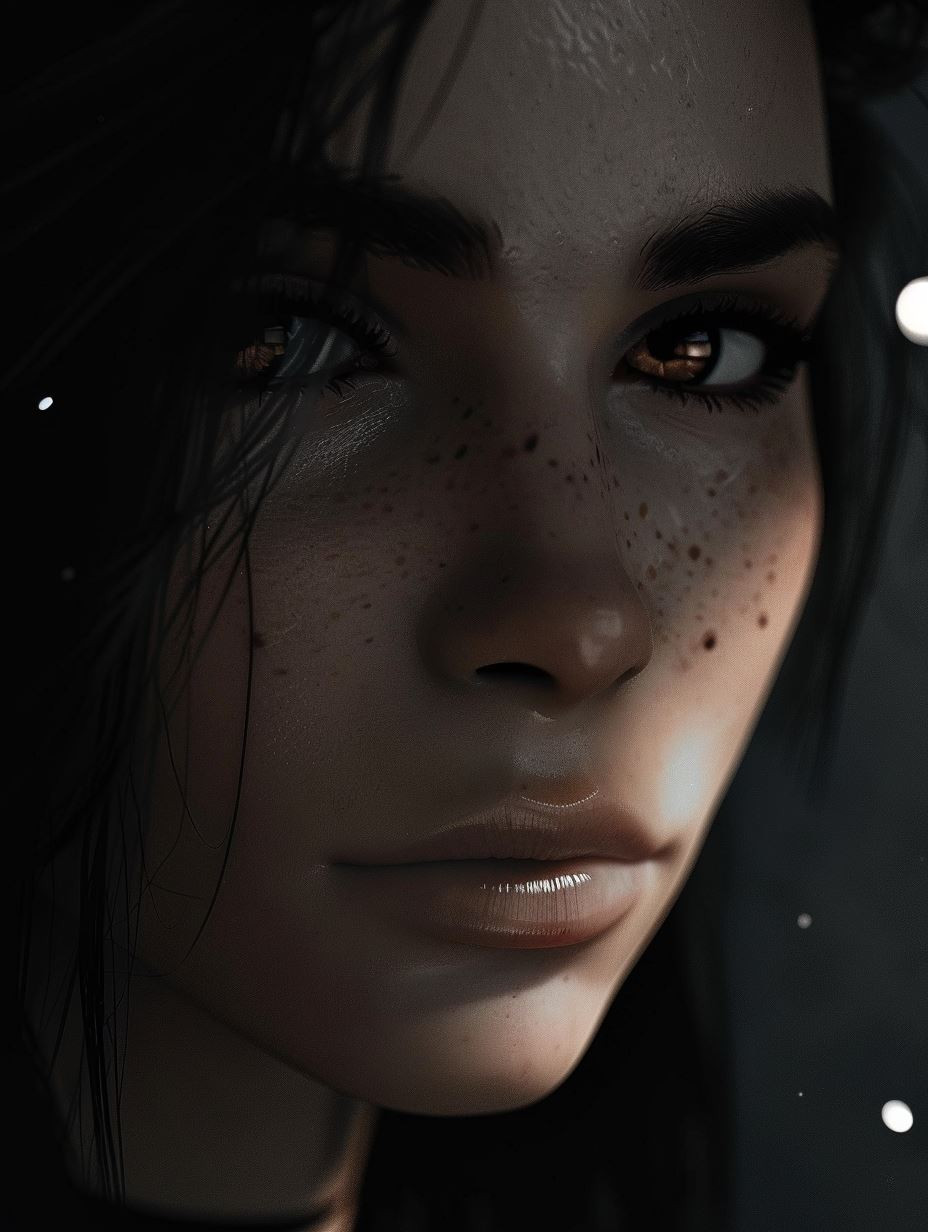 Crimson Gaze in Monochrome Shadow - Image 3
