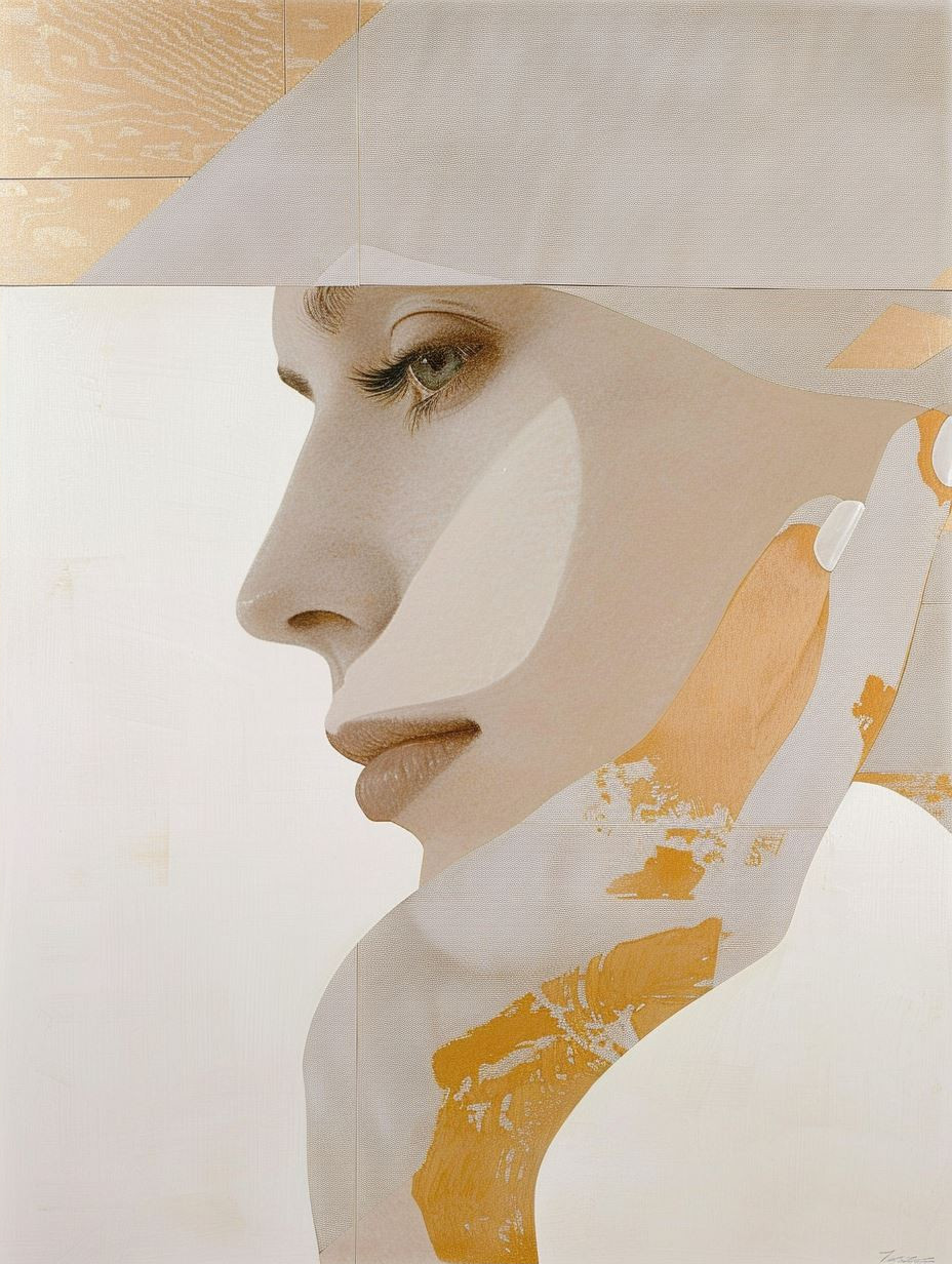 Fragmented Portraits in Golden Hues - Image 2