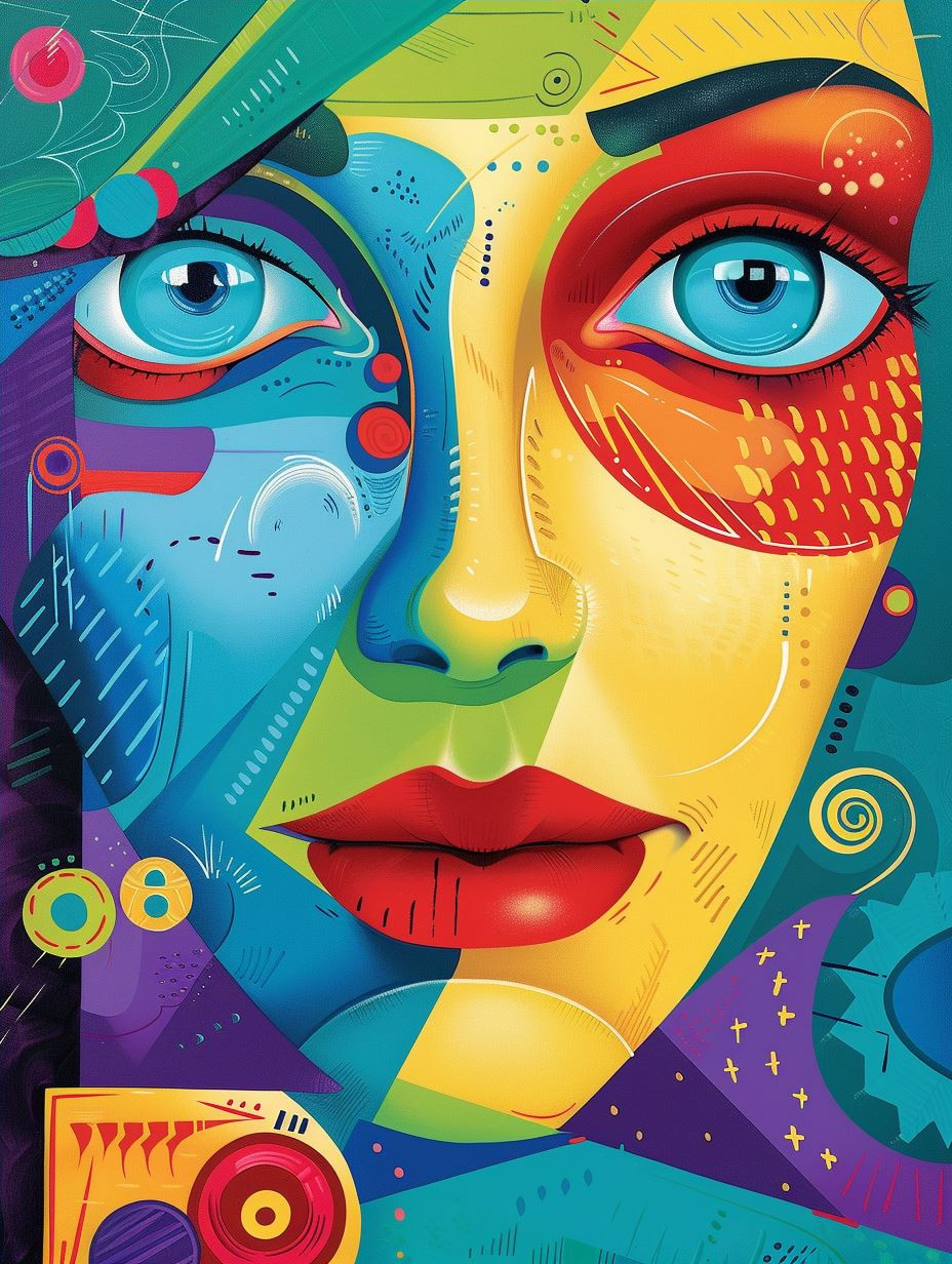 Vibrant Neon Surrealist Portrait - Image 4