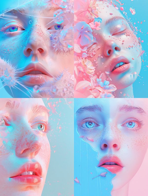 Neon Dreams: Ethereal Floral Portraits