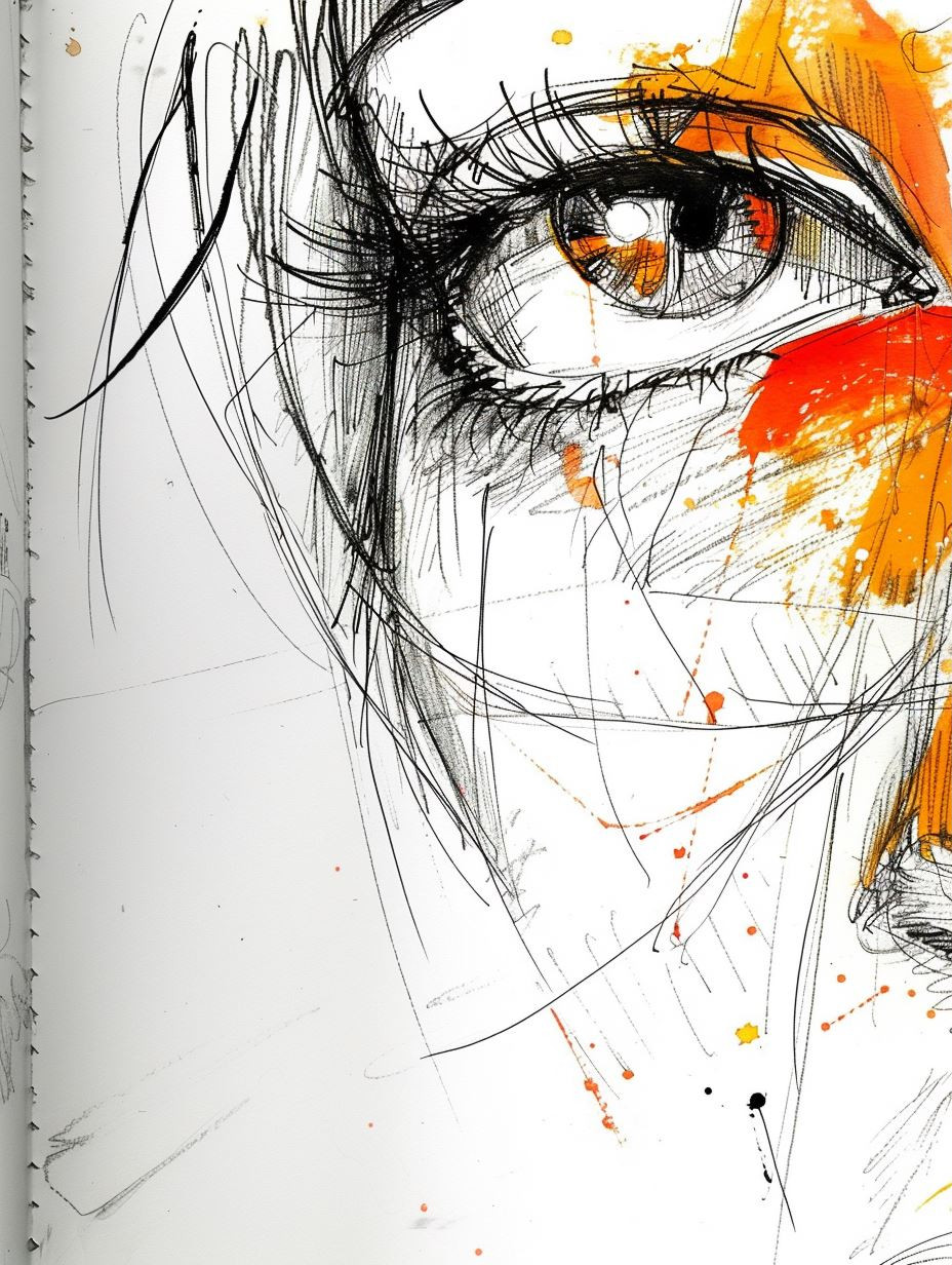 Abstract Ink and Amber Gaze - Image 1