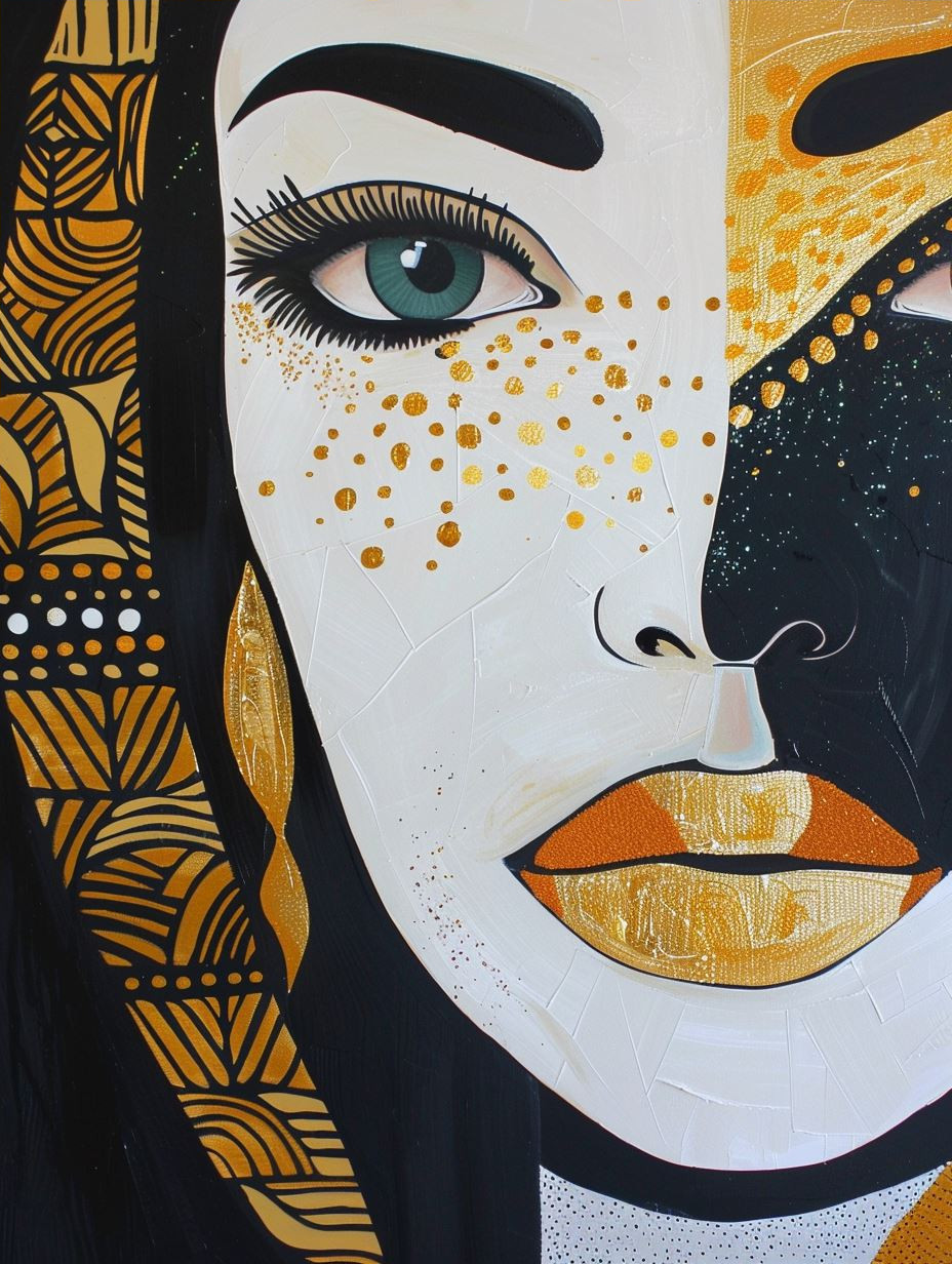 Abstract Golden Ethnic Portraits - Image 4