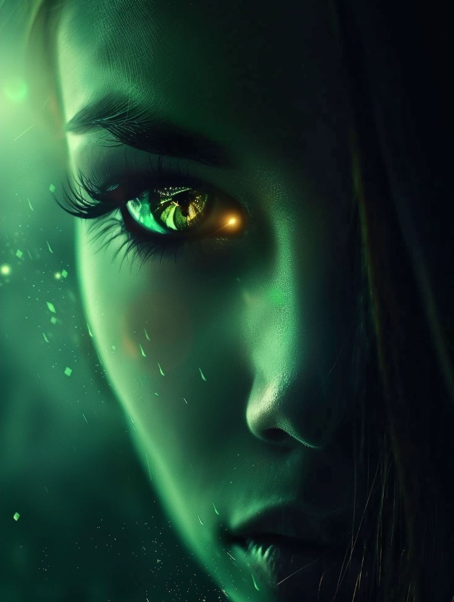 Ethereal Emerald Shadow Portraits - Image 2