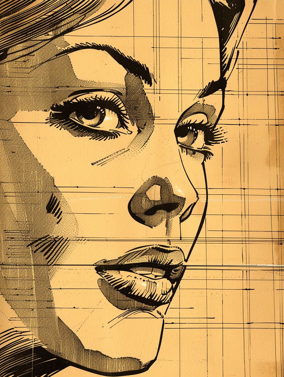Bold Ink Hatching Portrait Study - Image 3