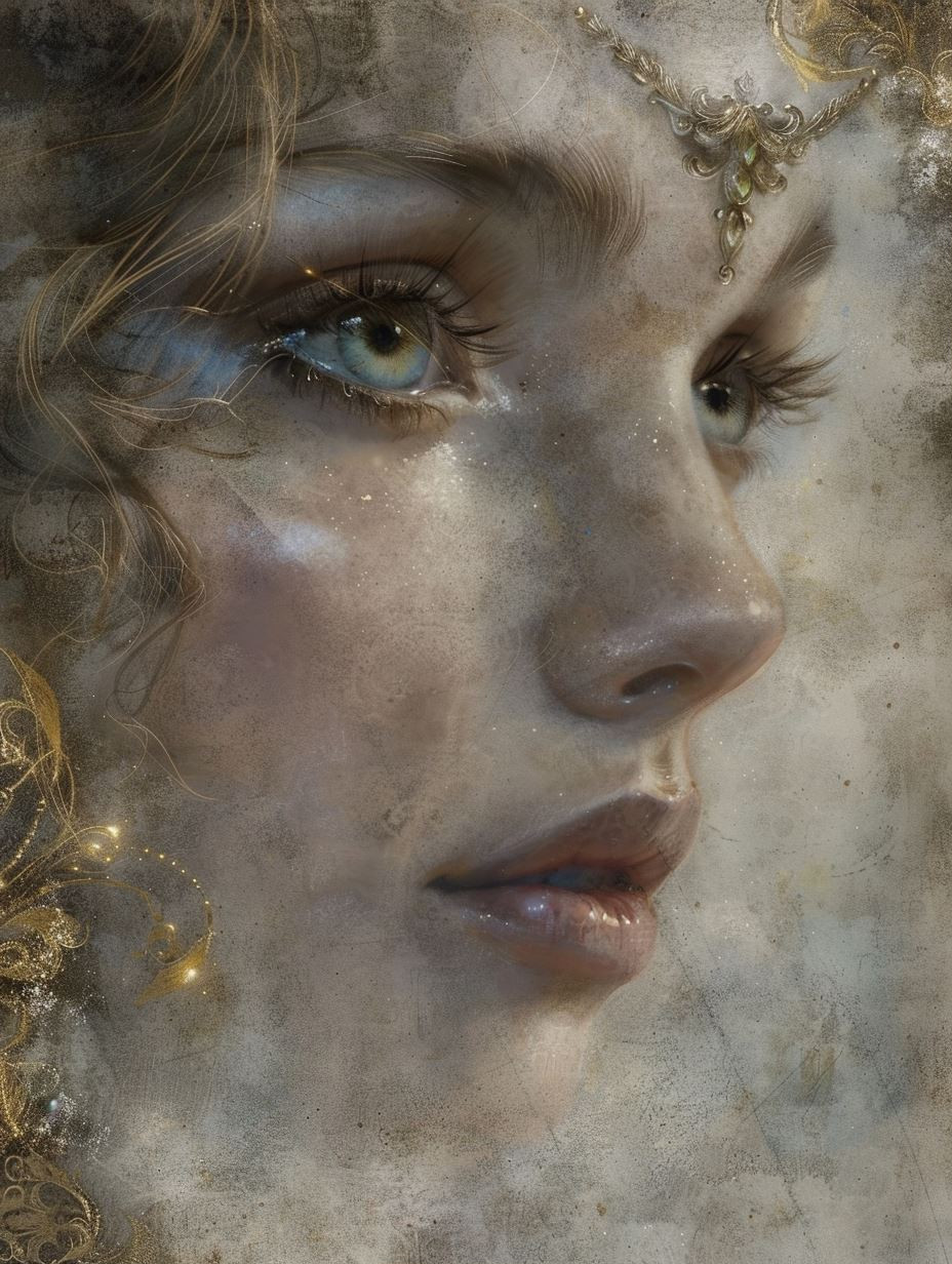 Ethereal Golden Visions of a Celestial Muse - Image 1
