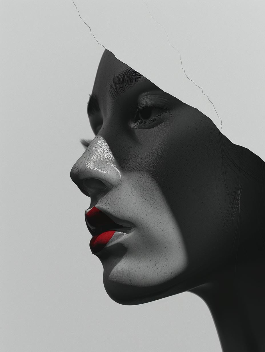 Monochrome Elegance with Crimson Accent - Image 2