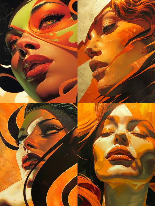 Neon Amber Surrealist Portrait