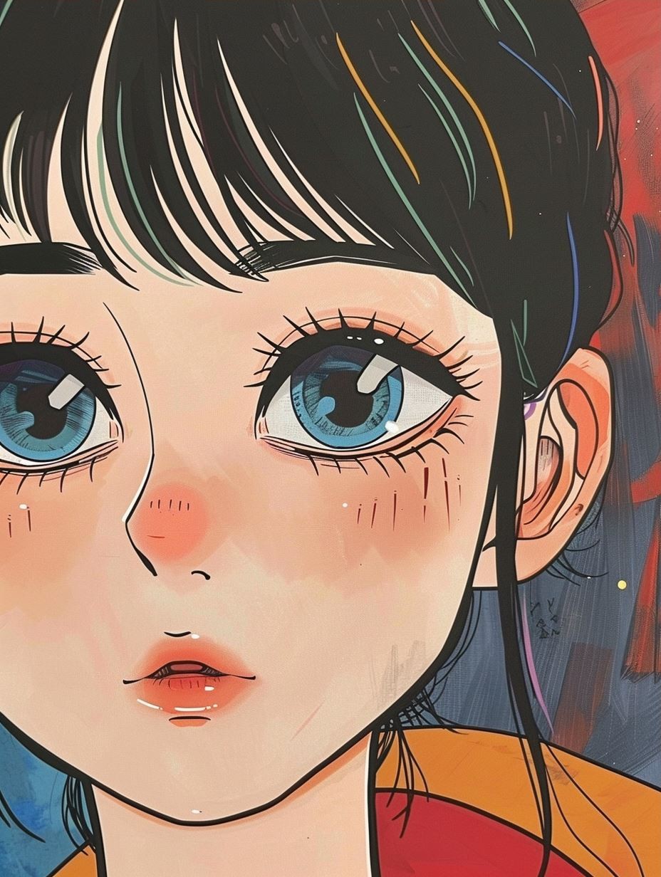 Melancholic Anime Portrait in Ink - Image 3