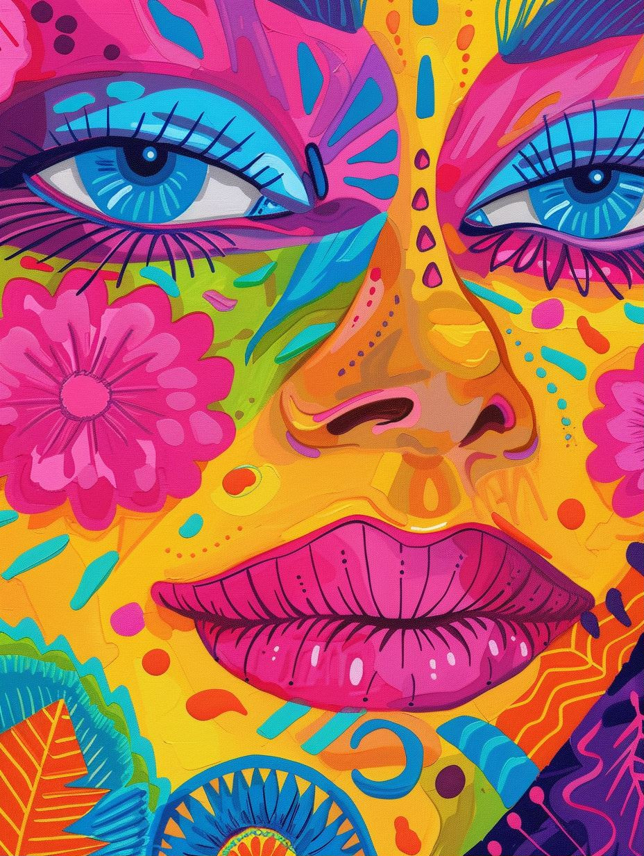 Vibrant Kaleidoscope of Feminine Faces - Image 1