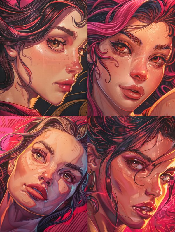 Neon Dreams: Digital Portrait Quartet