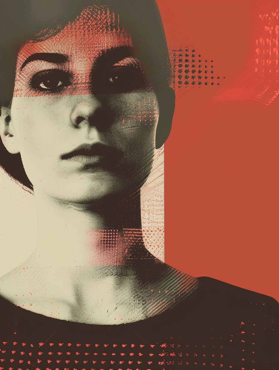 Fragmented Crimson Digital Portrait - Image 2