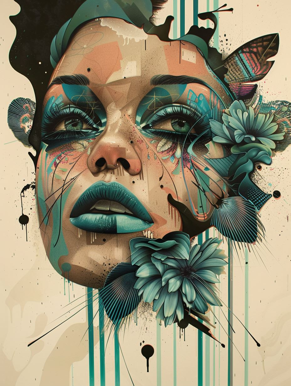 Surreal Teal Floral Fusion