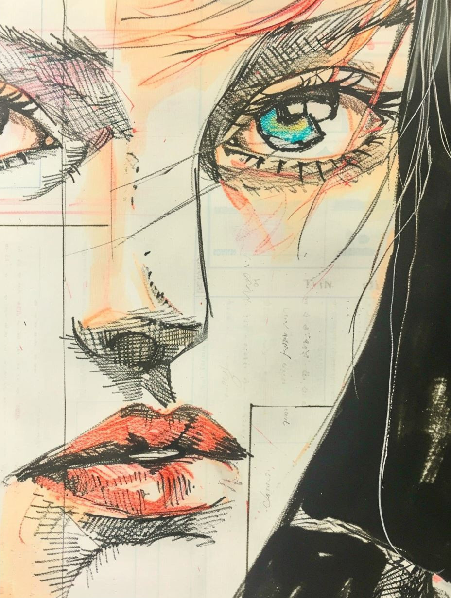 Ethereal Gaze Mixed Media Portraits - Image 2