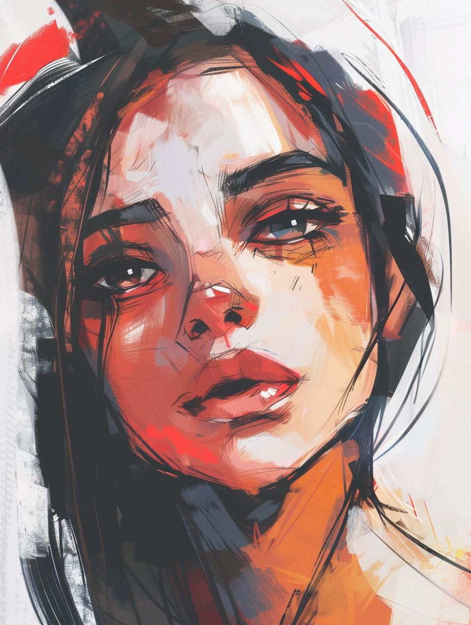 Abstract Crimson Gaze Portrait - Image 4