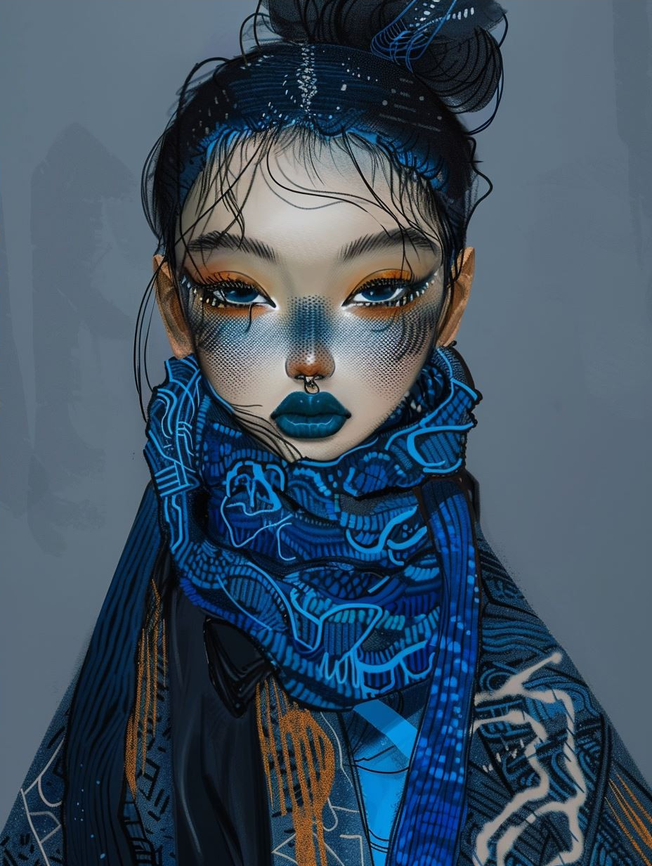 Azure Ethereal Porcelain Portrait - Image 4