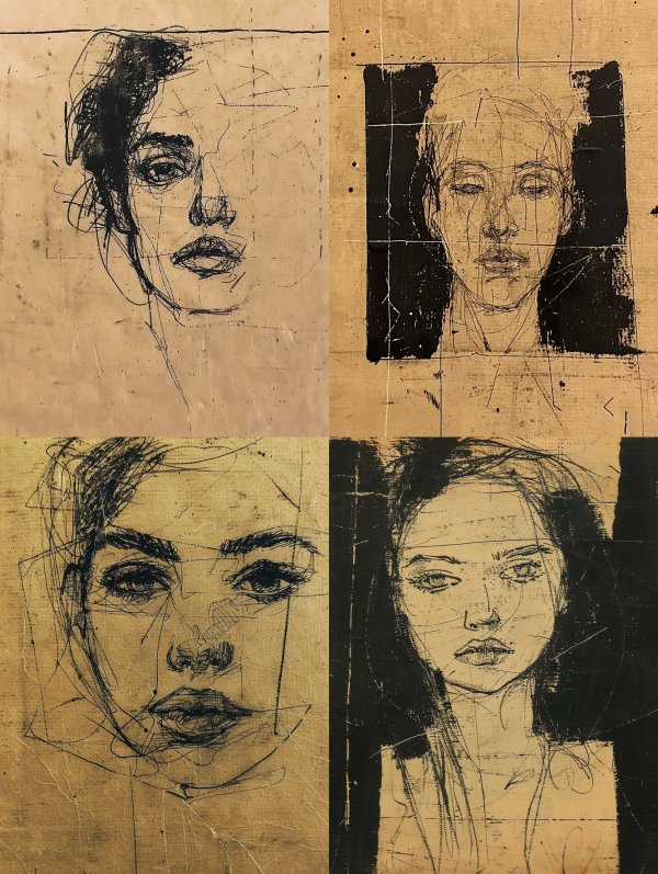 Raw Charcoal Portrait Studies