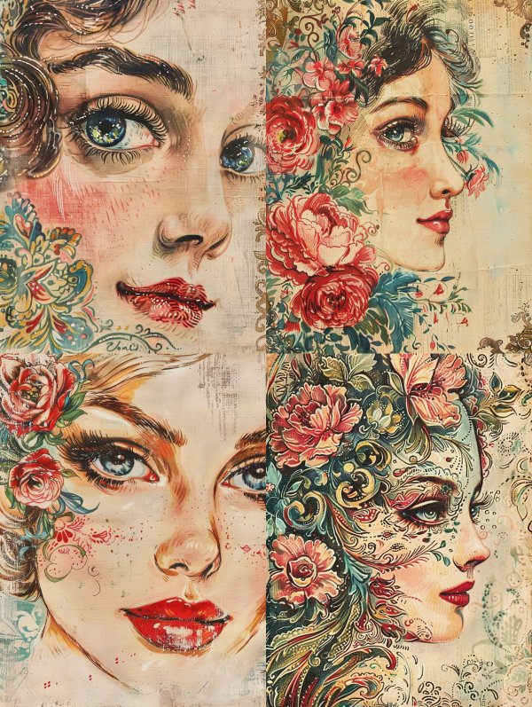 Floral Art Nouveau Portrait Study