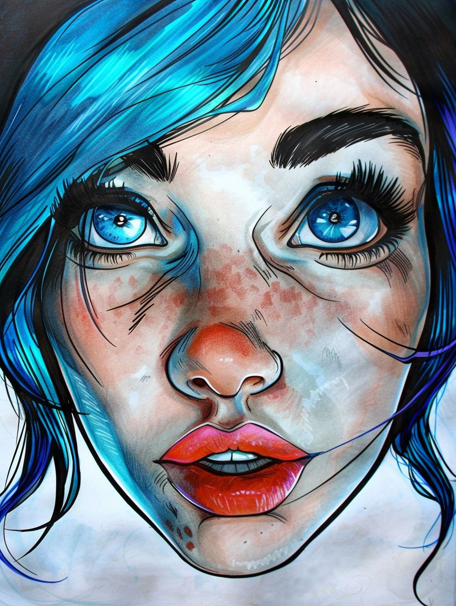 Azure Visions: Digital Portrait Studies - Image 1