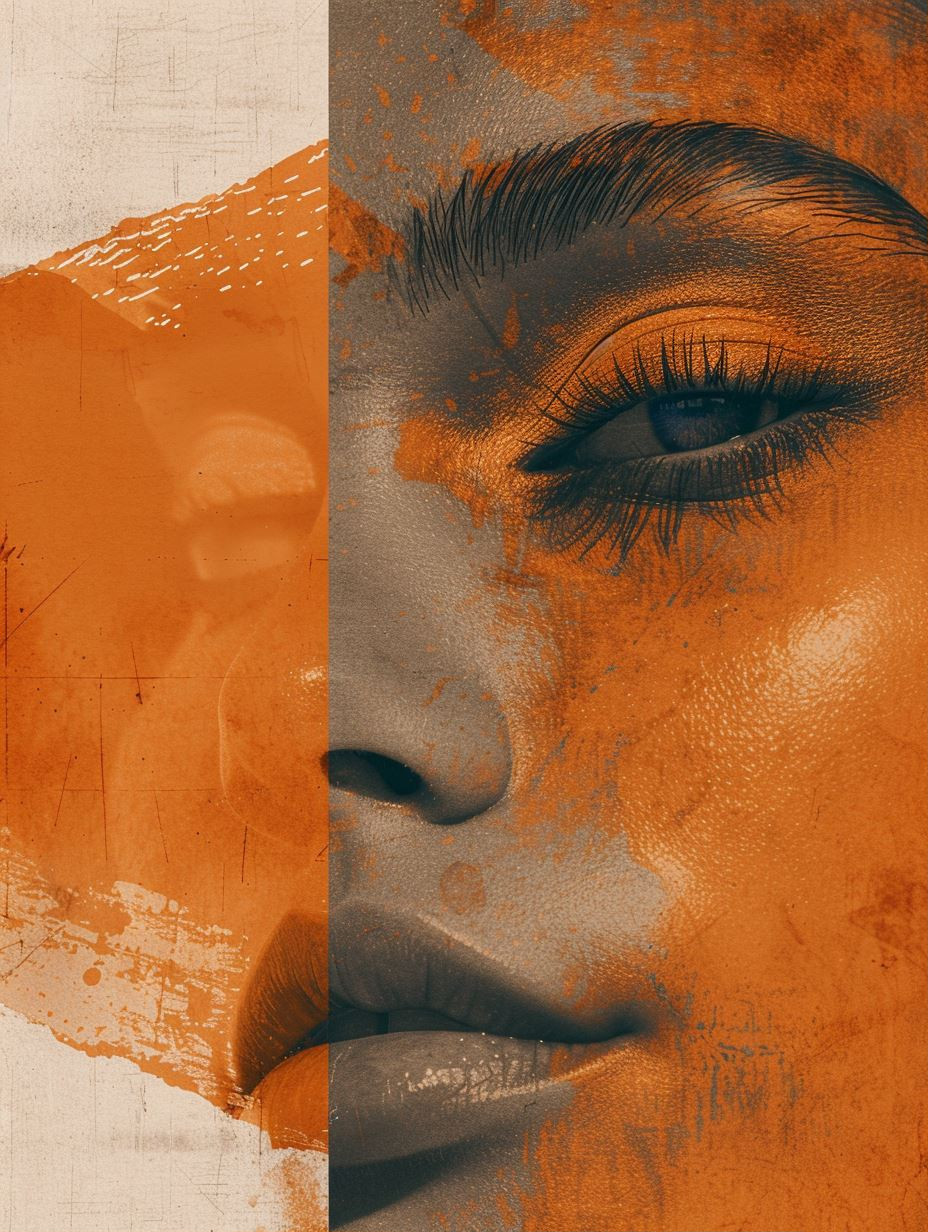 Abstract Orange Portrait Collage - Image 1