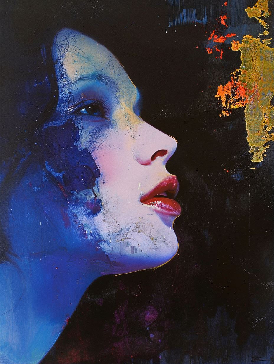 Ethereal Blue Fragmented Portraits - Image 1