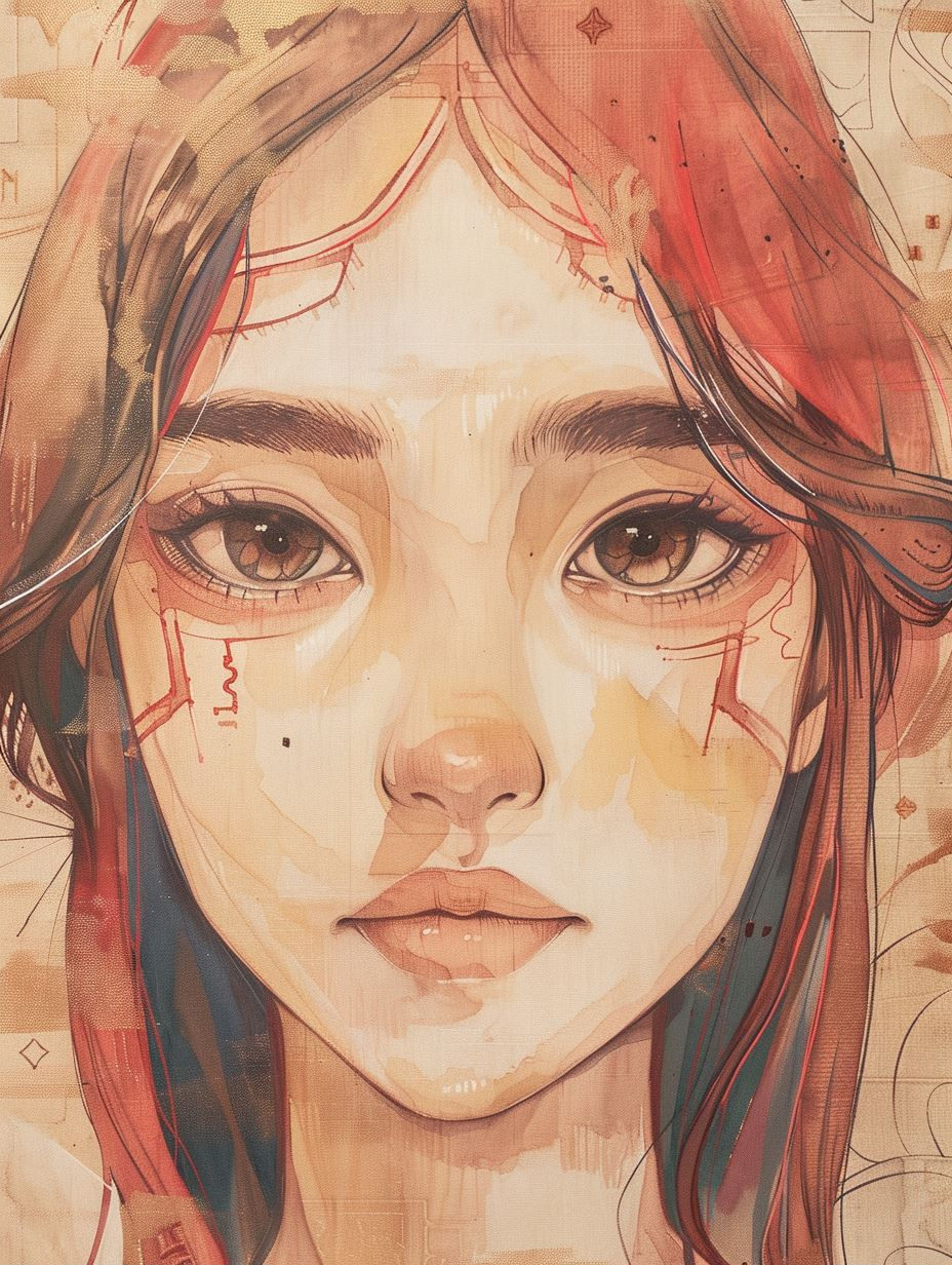 Ancient Parchment Ethereal Portrait - Image 2