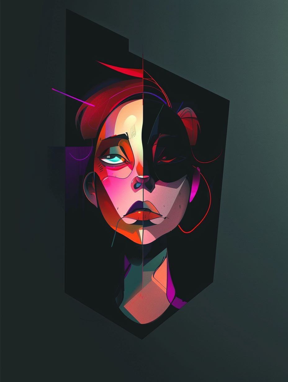 Geometric Neon Prism Portrait - Image 4