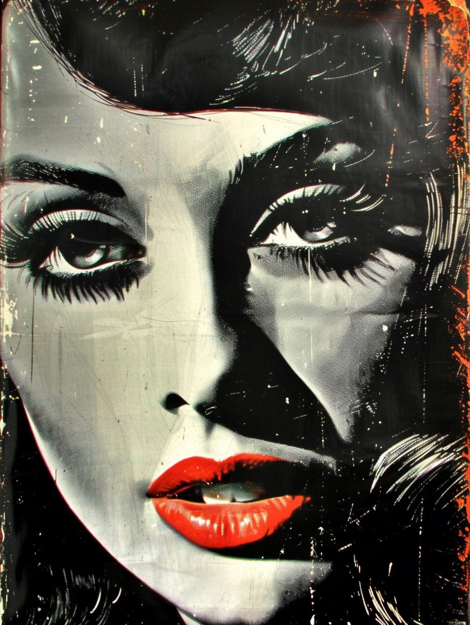 Noir Glamour Distressed Portrait - Image 2