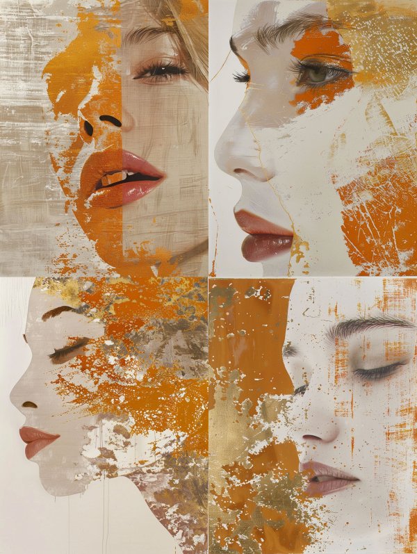 Fragmented Golden Feminine Portraits