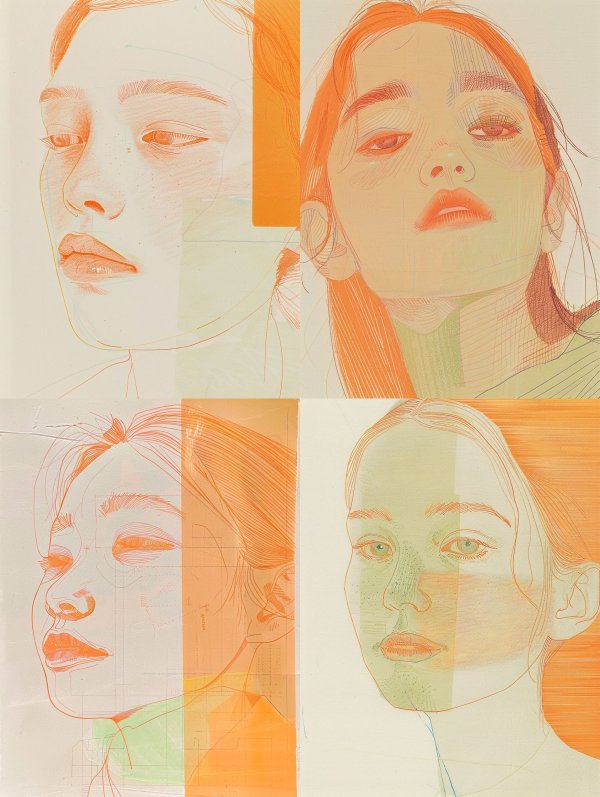 Ethereal Orange Layered Portraits