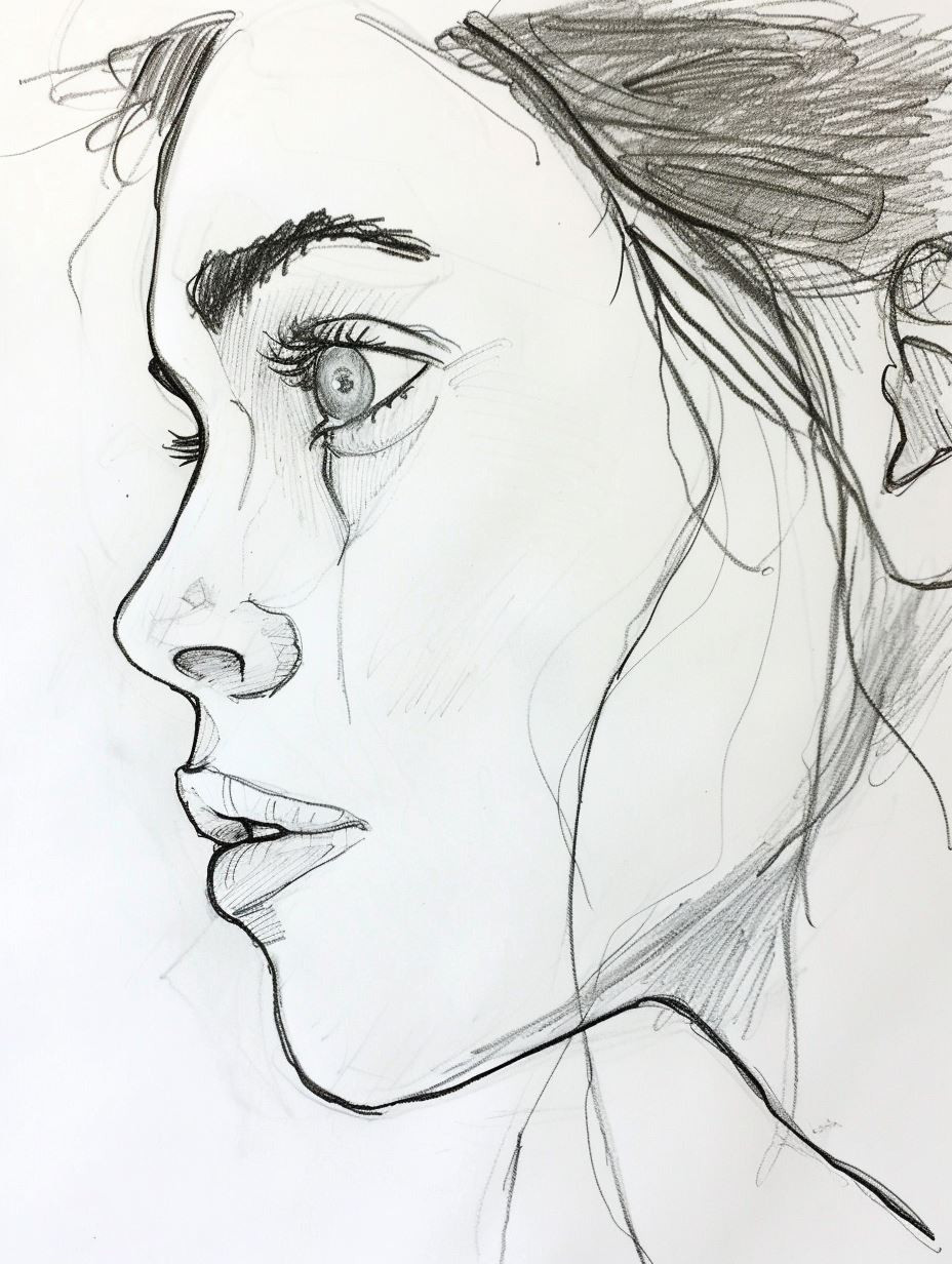 Elegant Pencil Portrait Study Sketches - Image 1