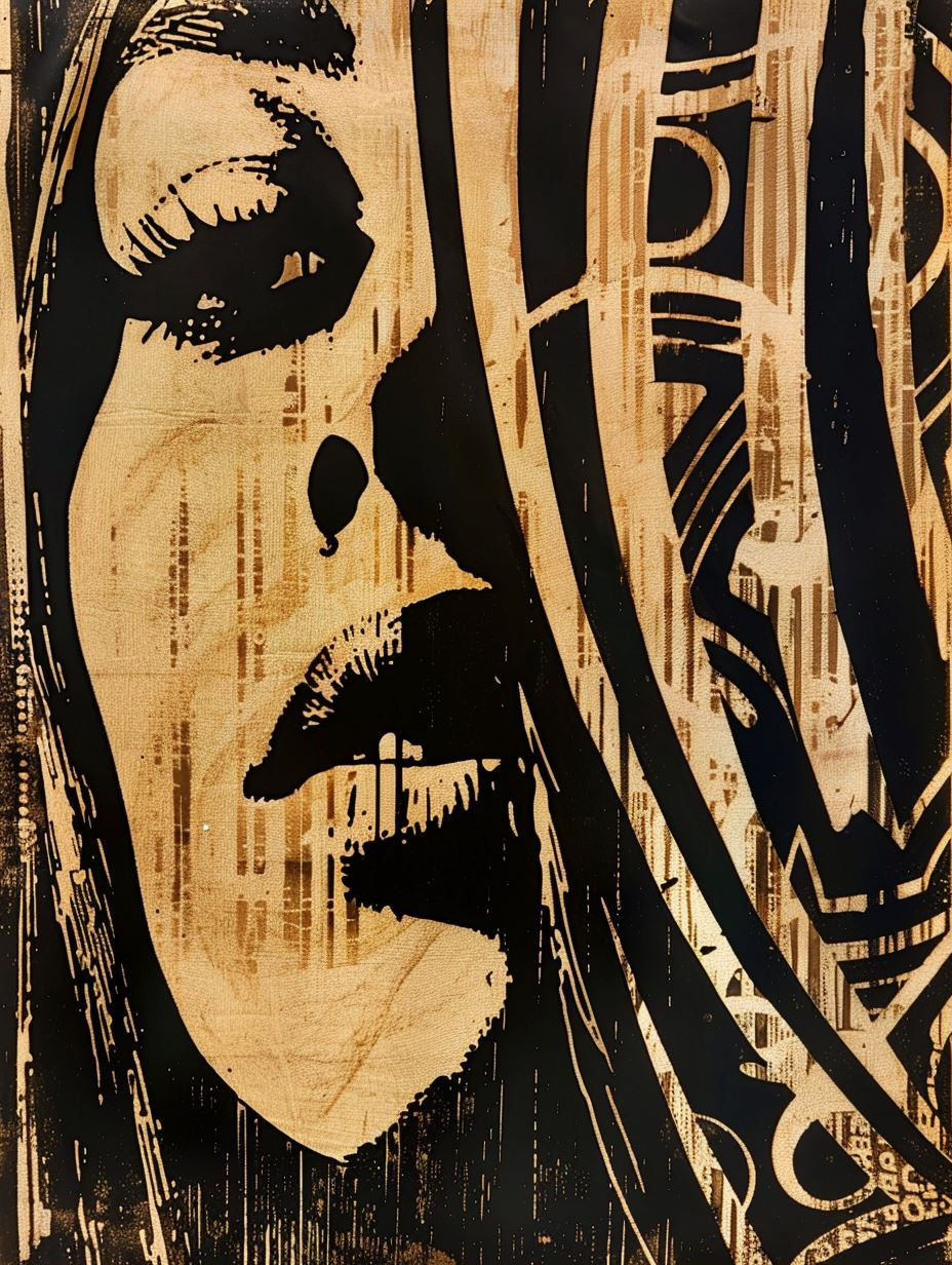 Golden Shadows Abstract Portraits - Image 1