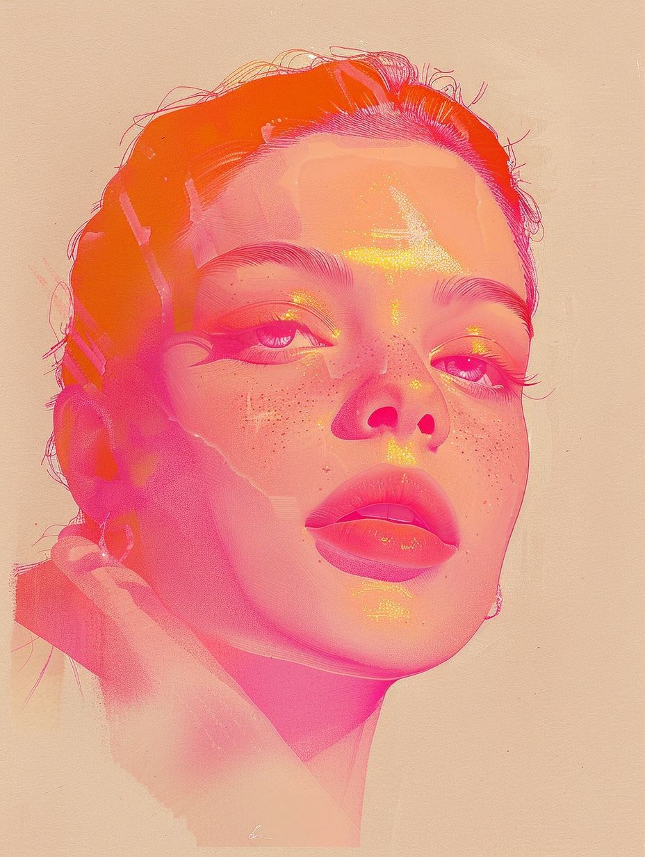 Ethereal Neon Pastel Portrait - Image 2