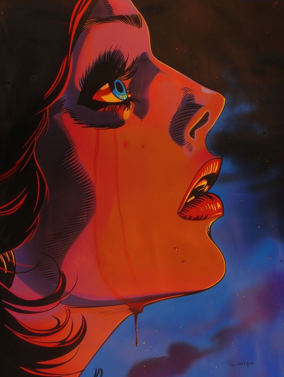 Vibrant Crimson Anime Portrait - Image 3