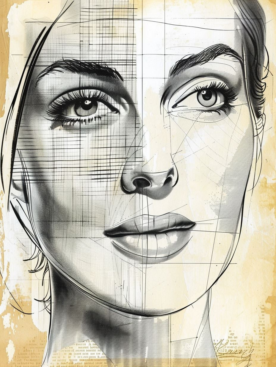 Architectural Blueprint of a Face - Image 1