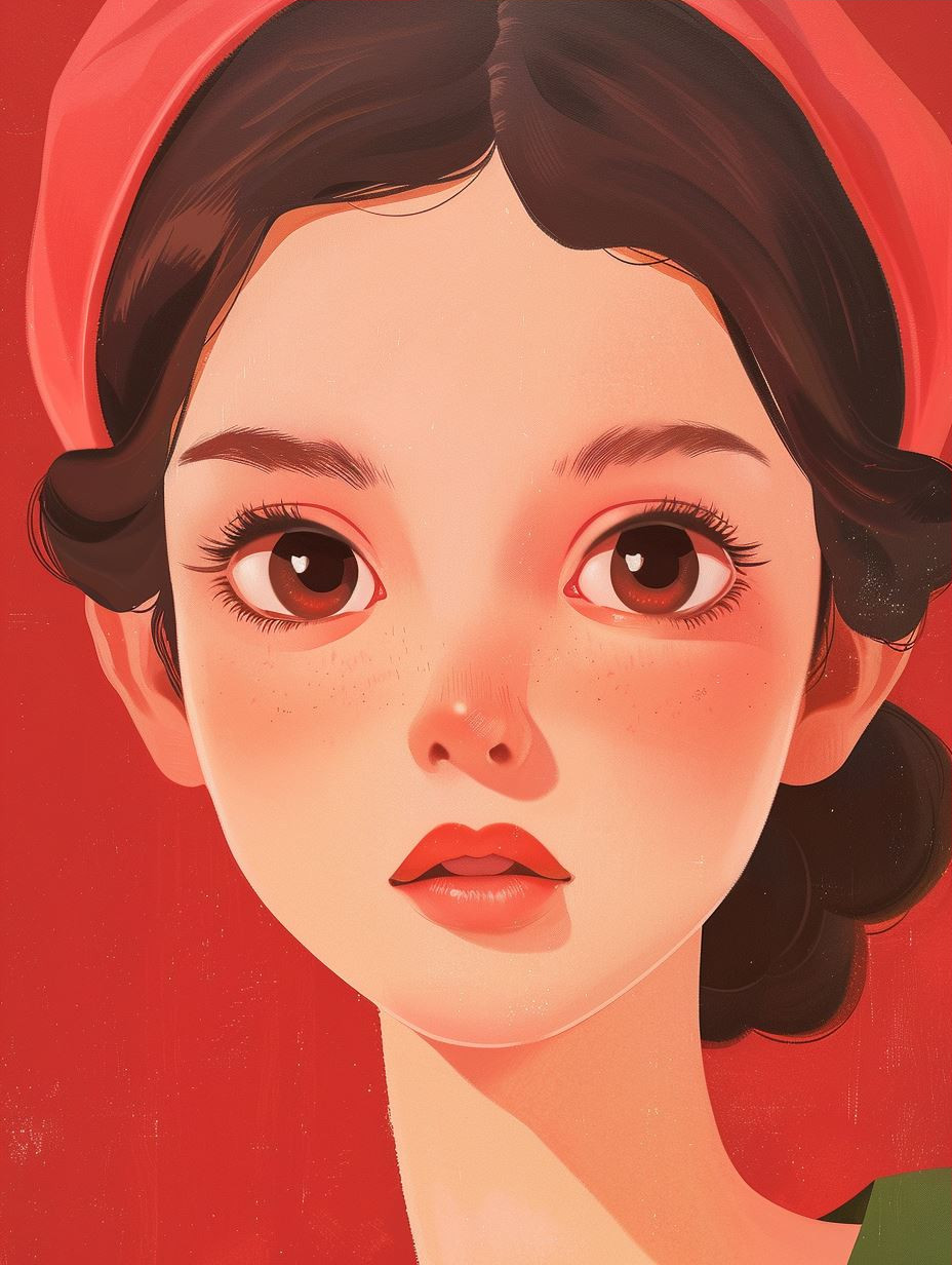 Crimson Glow Stylized Portraits - Image 3