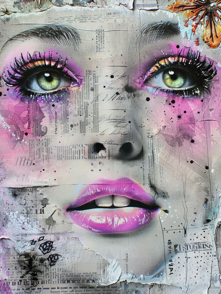 Neon Dreams Mixed Media Portraits - Image 1