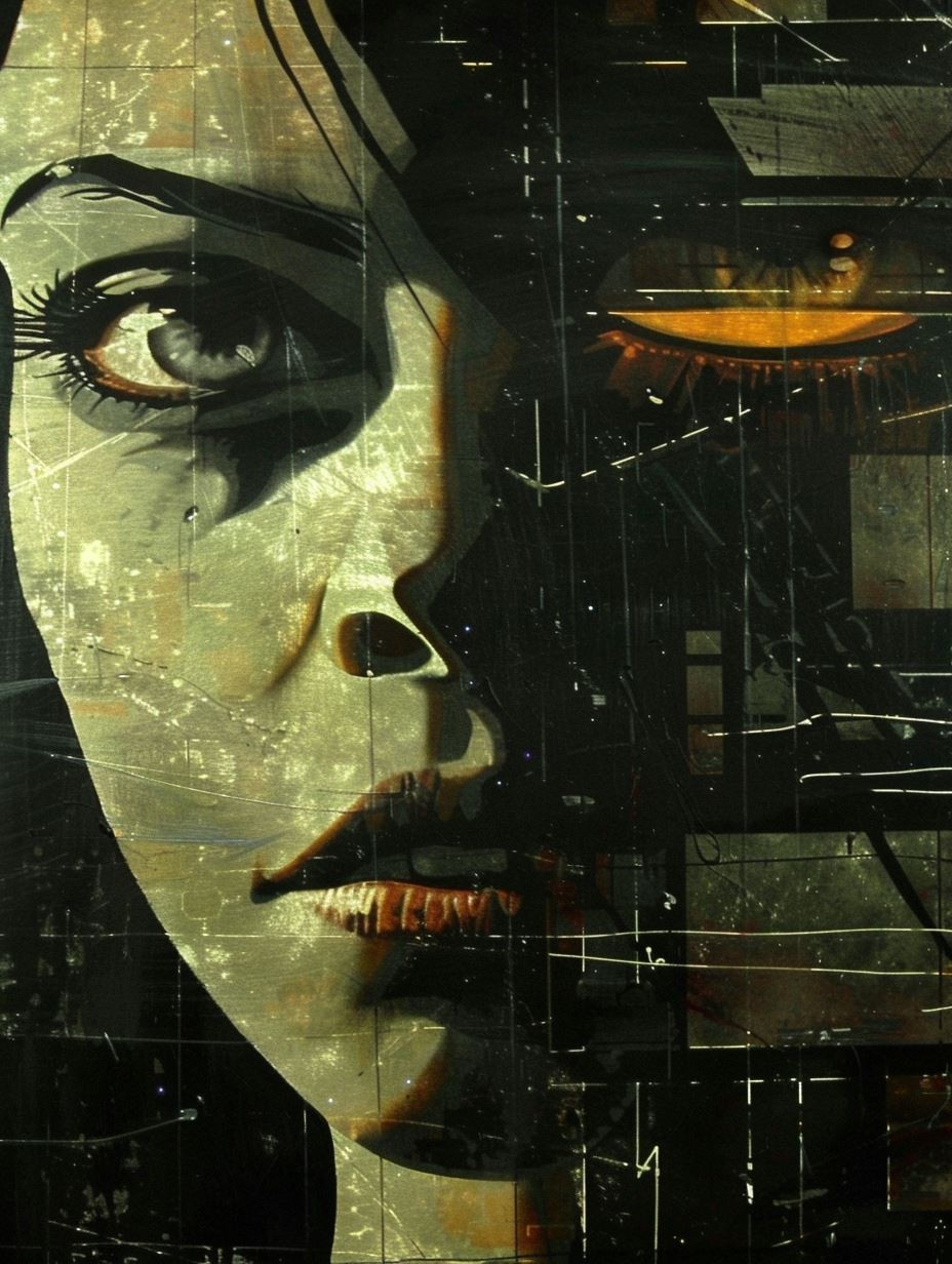 Fragmented Cybernetic Soul Portrait