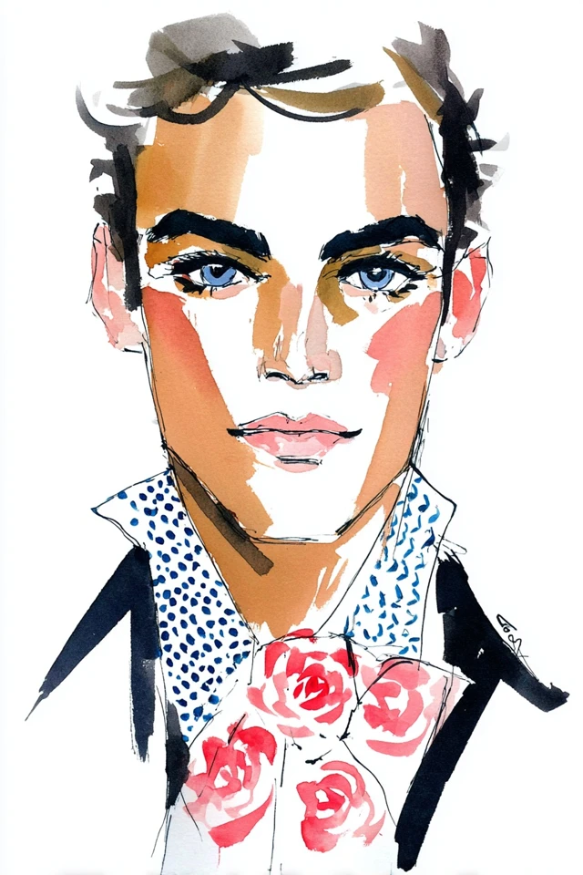 Floral Fashion Sketch - Image 1