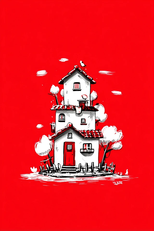 Bold Red and White Digital Art Series - Image 6